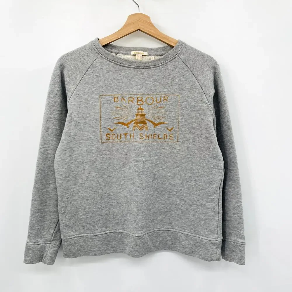 Barbour 6 South Shields Gray Velvet Crewneck Sweatshirt